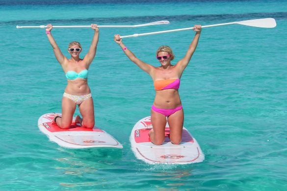 Paddle boarding for Cancun bachelorette party