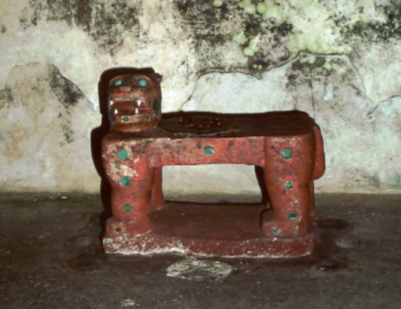 The jaguar throne inside the Temple of Kukulcán in Chichen Itza is inlaid with jade.