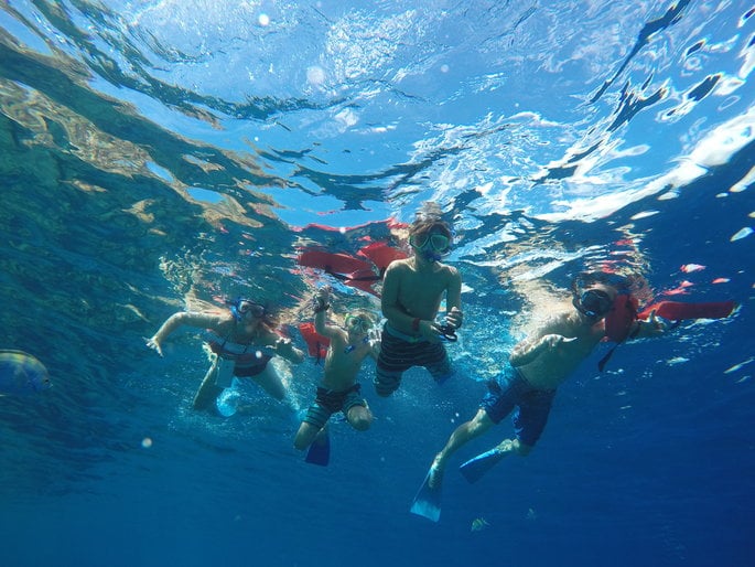Underwater view of snorkelers 