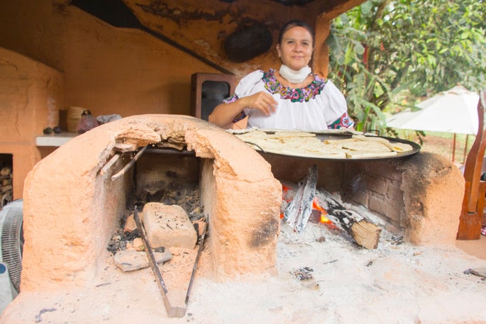 Woman making traditional mexican food