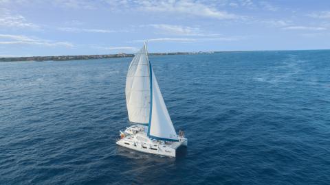 catamaran on the waters of cancun