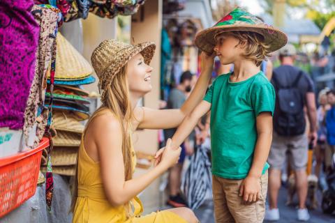 Mother With Son Tourists
