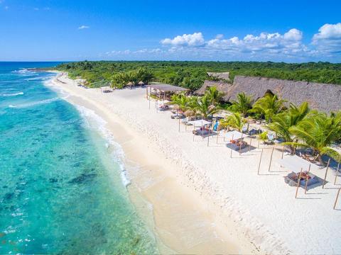 White sand beach in Cancun, Mexico