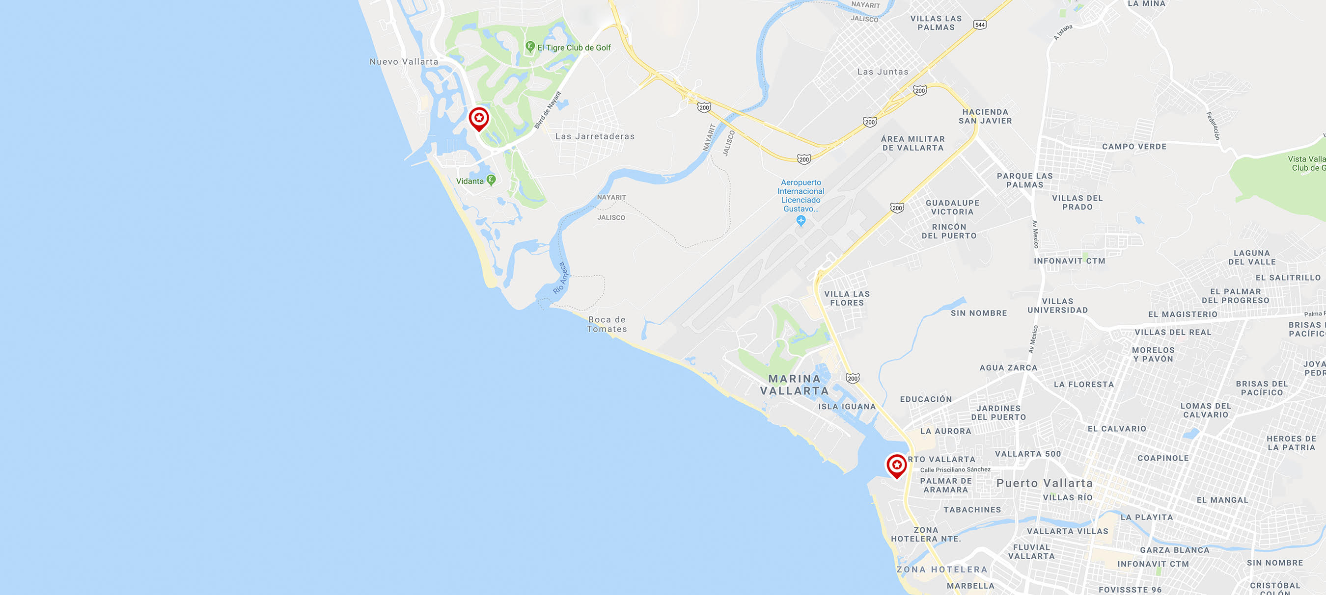 google map of puerto vallarta coast