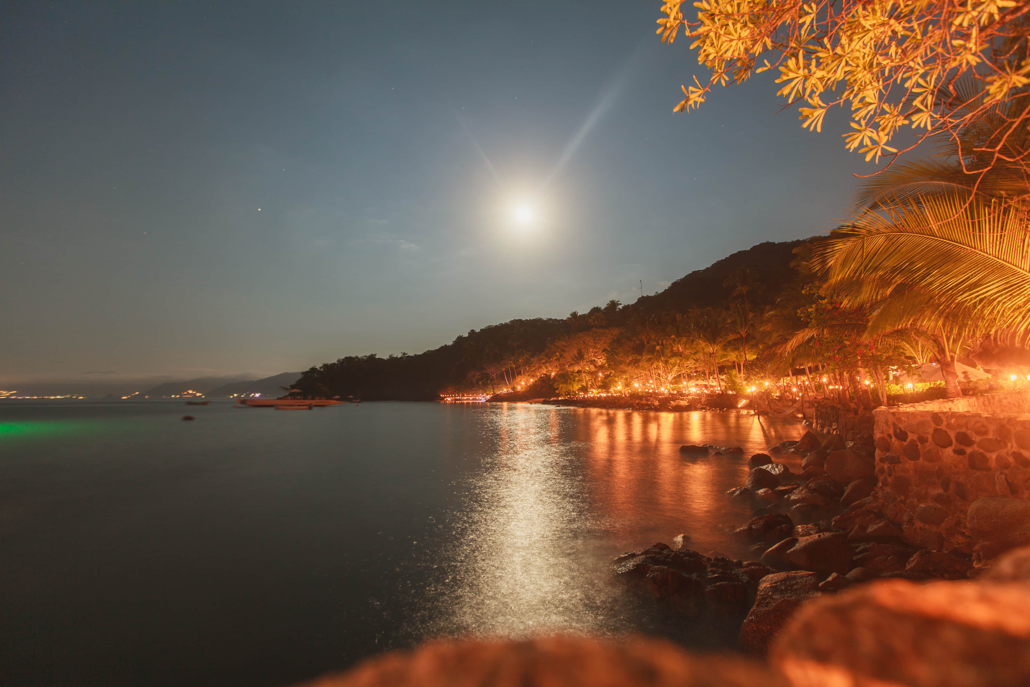 las caletas beach wedding venue at night