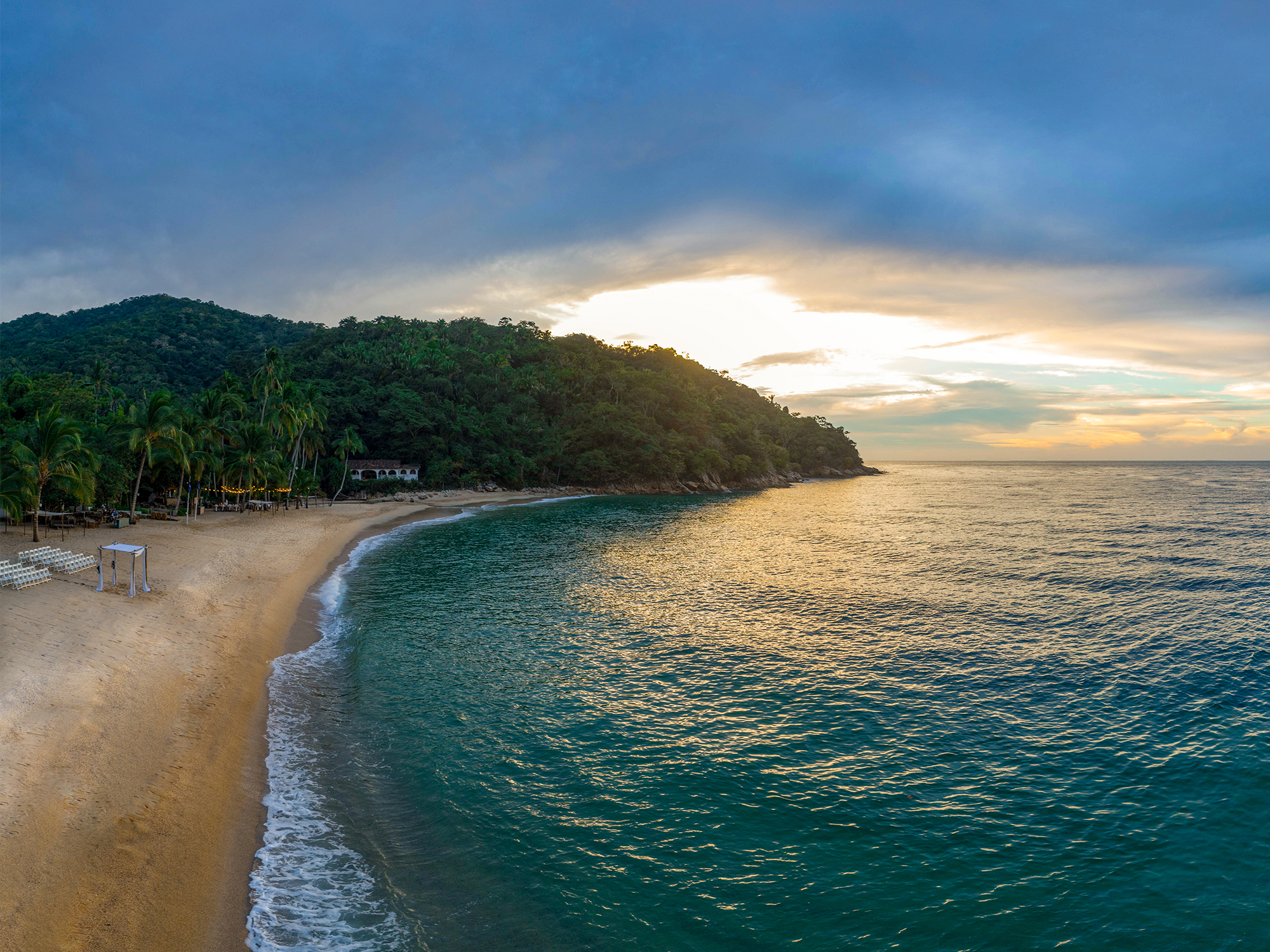 Majahuitas beach at sunset, private beach wedding venue