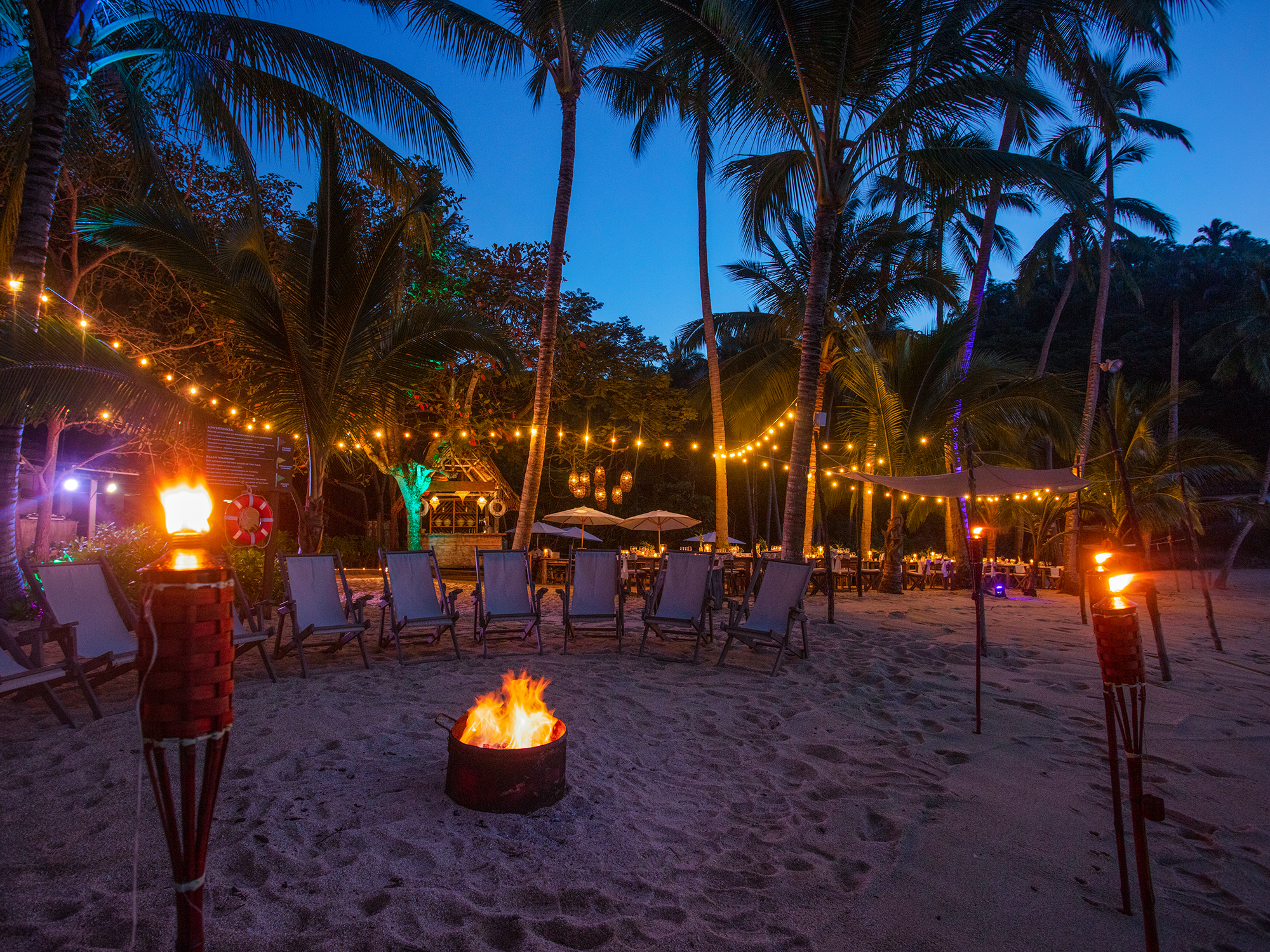 Bonfire at Majahuitas private beach wedding venue in Puerto Vallarta