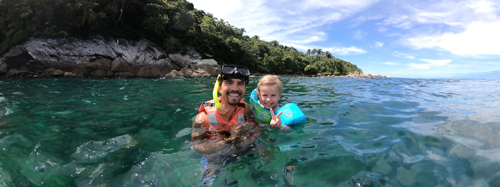 family snorkeling at Las Caletas Puerto Vallarta