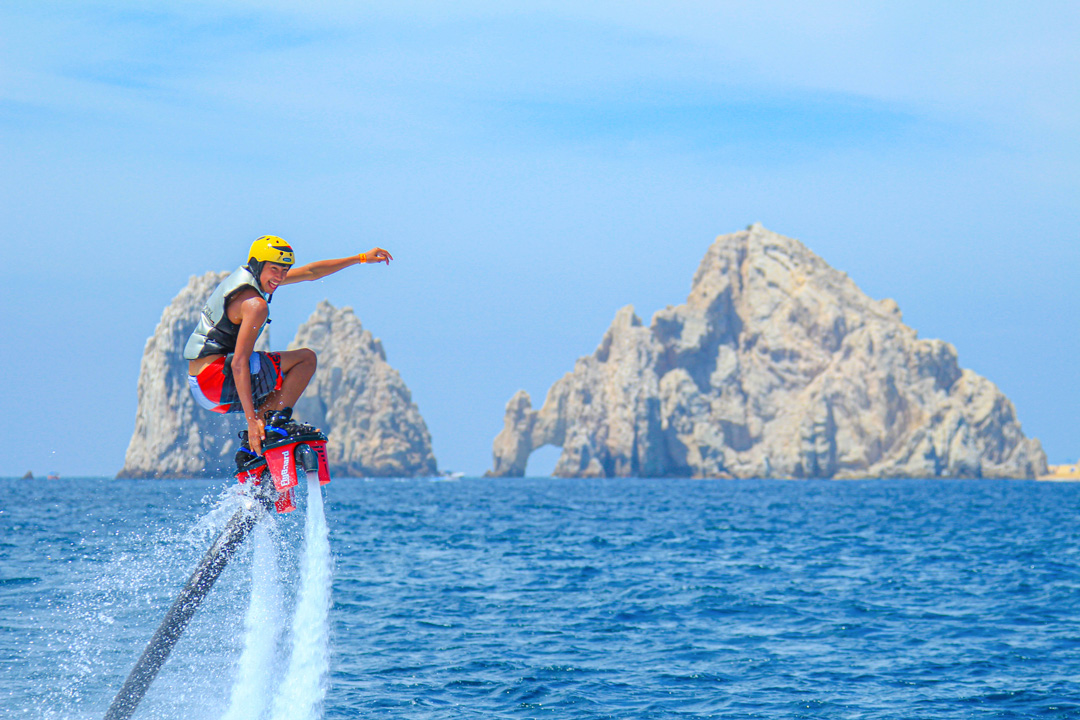 flyboard at the arch in cabo san lucas baja california mexico