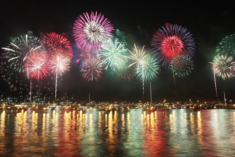 fireworks at midnight in Puerto Vallarta