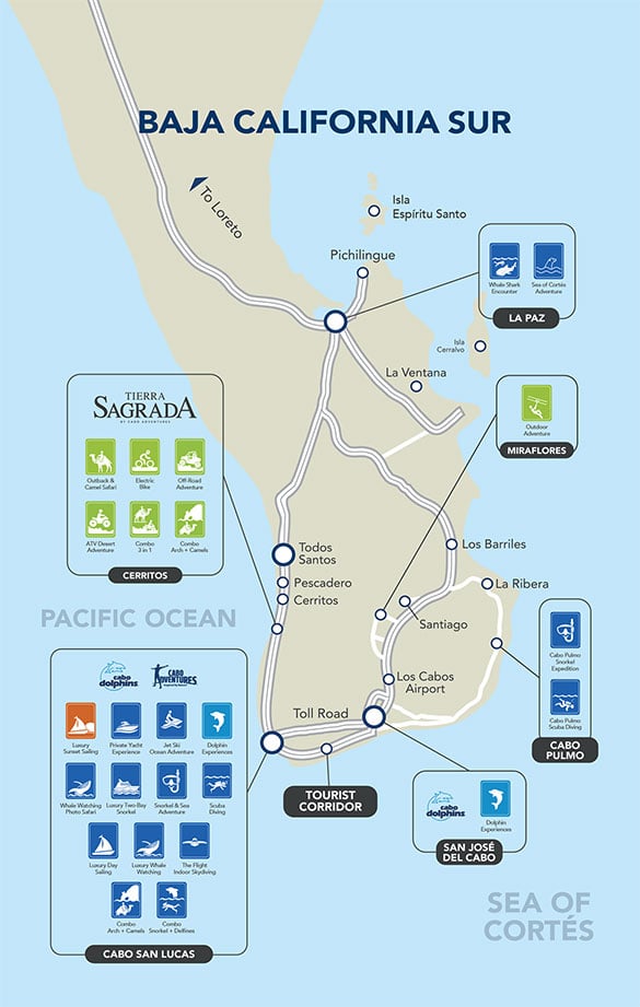 Map of the the Zones in Los Cabos
