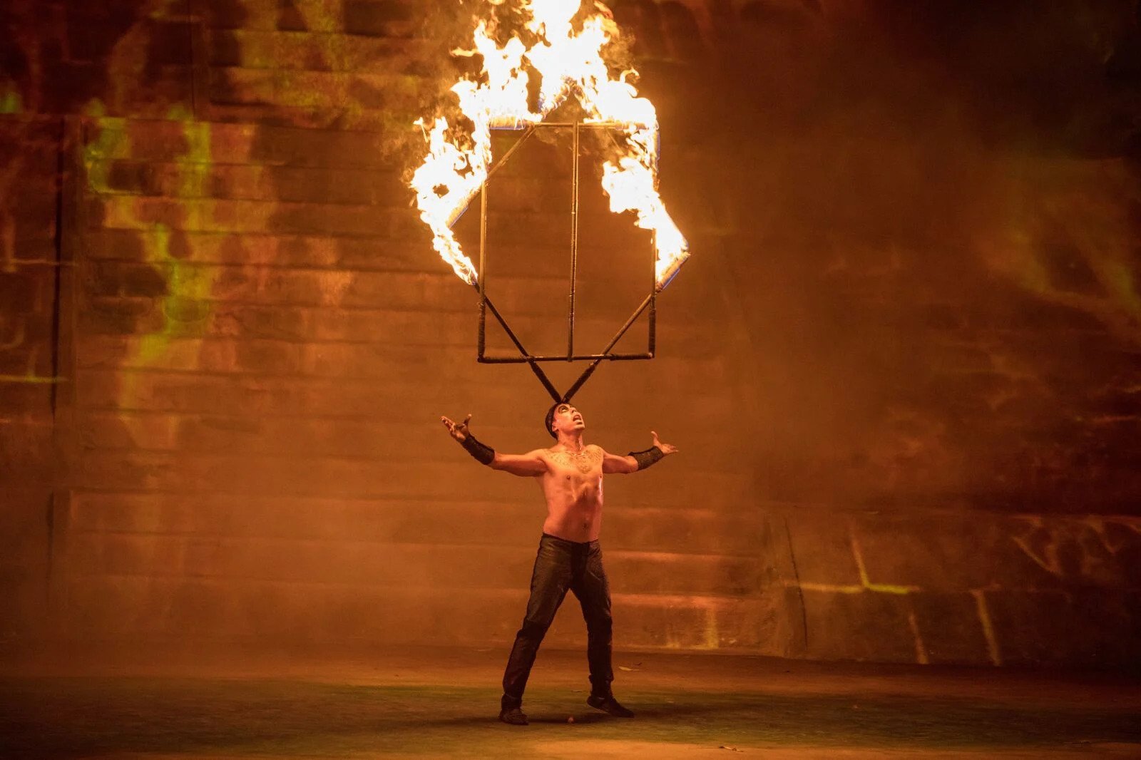 A fire performer at Rhythms of the Night in Puerto Vallarta