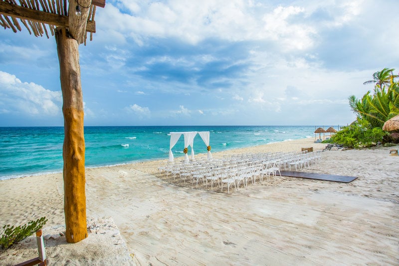 wedding ceremony setup on the beach
