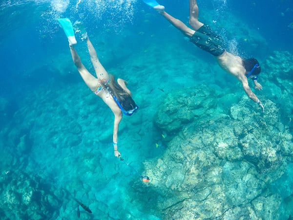 People snorkeling in the Sea of Cortez