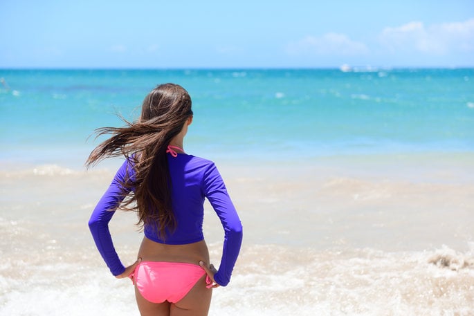 woman wearing swimsuit on beach