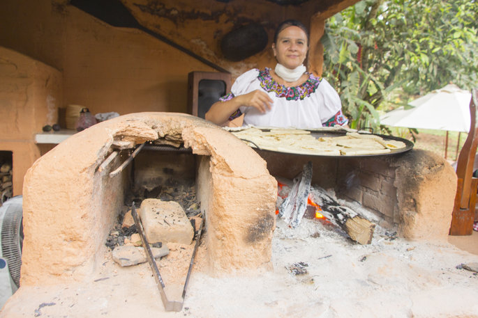 Woman making traditional mexican food