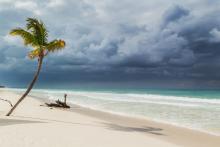 a cancun beach before a hurricane